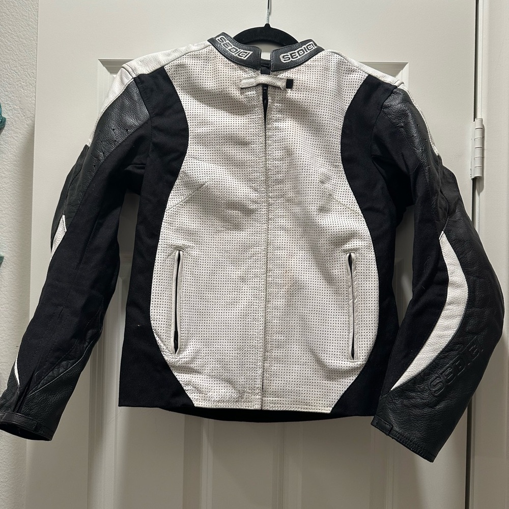 Sedici Women's Black and White Leather Jacket
